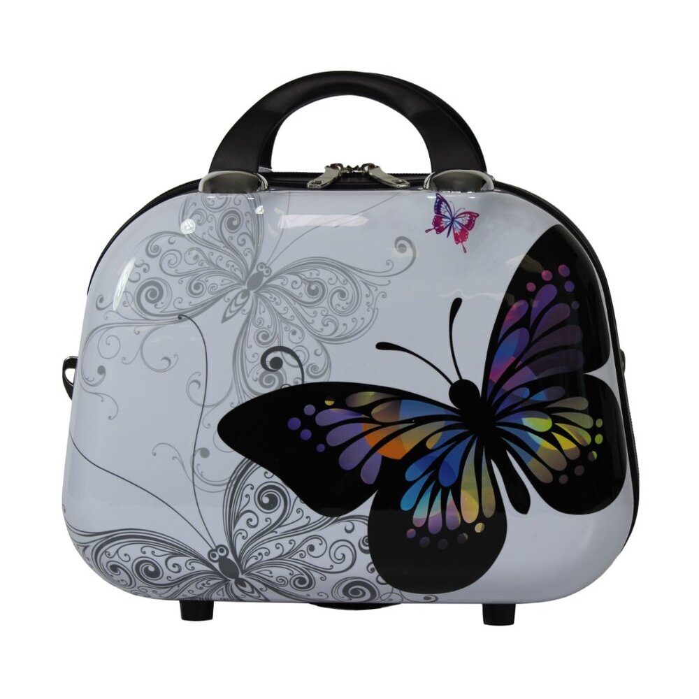 NEW - World Traveler Butterfly 13-Inch Hardside Cosmetic Case Shoulder Tote